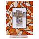 Amber-coloured glass picture, Eucharistic symbols, Baptism favour, 5.5x4.5 in s1