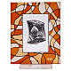 Tableau verre Confirmation 14x11 cm remerciement fond ambre s3