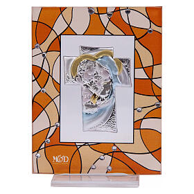 Quadretto bomboniera matrimonio 10x7,5 cm Sacra Famiglia ambra