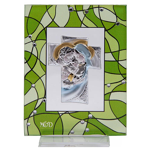 Wedding favour, Holy Family, green frame, 4x3 in 1