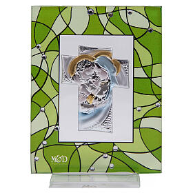 Quadretto bomboniera Sacra Famiglia verde 10x7,5 cm matrimonio