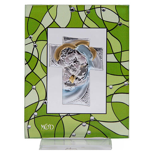 Quadretto bomboniera Sacra Famiglia verde 10x7,5 cm matrimonio 1