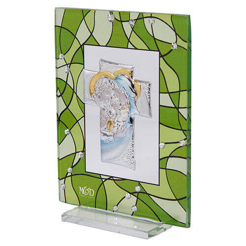 Quadretto bomboniera Sacra Famiglia verde 10x7,5 cm matrimonio 2