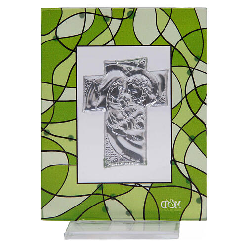 Quadretto bomboniera Sacra Famiglia verde 10x7,5 cm matrimonio 3