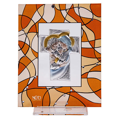 Quadretto bomboniera color ambra 14x11 cm Sacra Famiglia matrimonio 1