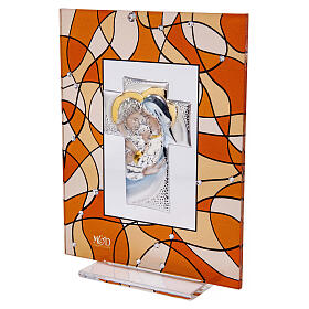 Quadro lembrancinha cor de âmbar 14x11 cm Sagrada Família casamento