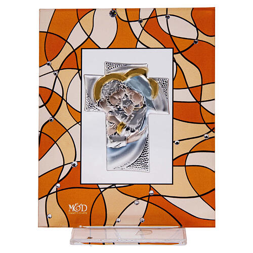 Quadro lembrancinha cor de âmbar 14x11 cm Sagrada Família casamento 1