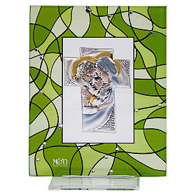 Quadretto bomboniera 14x11 cm matrimonio Sacra Famiglia verde
