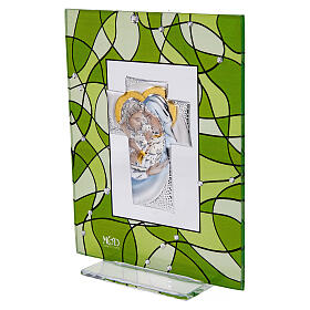 Quadretto bomboniera 14x11 cm matrimonio Sacra Famiglia verde