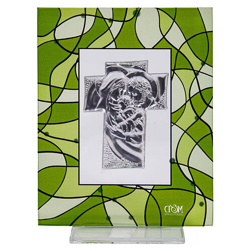 Quadro lembrancinha 14x11 cm casamento Sagrada Família verde 3