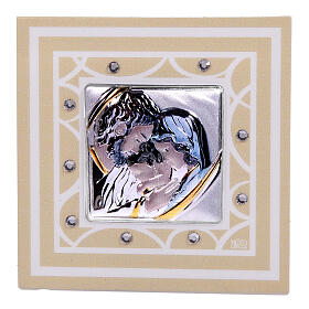 Cuadrito recuerdo 7x7 cm boda Sagrada Familia marfil