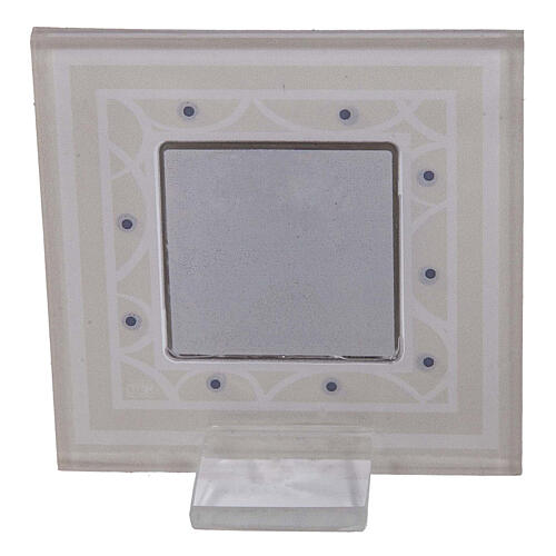 Quadro lembrancinha 7x7 cm casamento Sagrada Família cor de marfim 2