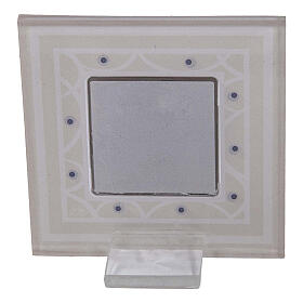 Quadro lembrancinha Batismo anjos 7x7 cm cor de marfim