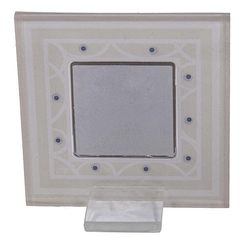 Quadro lembrancinha Batismo anjos 7x7 cm cor de marfim 2