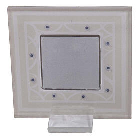 Quadro cor de marfim Comunhão lembrancinha vidro 7x7 cm
