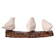 Trio of stylized birds in refractory clay on a natural trunk Centro Ave h 8 cm s4
