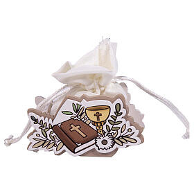 First Communion favour: polyester bag with symbols, 3 in