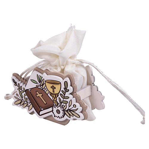 First Communion favour: polyester bag with symbols, 3 in 2