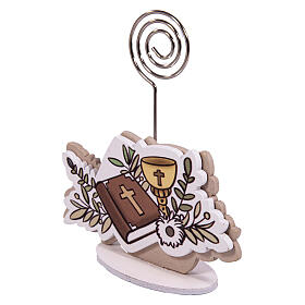 First Communion favour: wooden card holder, h 3.5 in