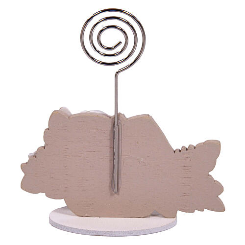 First Communion favour: wooden card holder, h 3.5 in 3