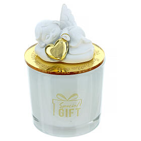 Baptism favour: candle with heart and angel, h 4 in
