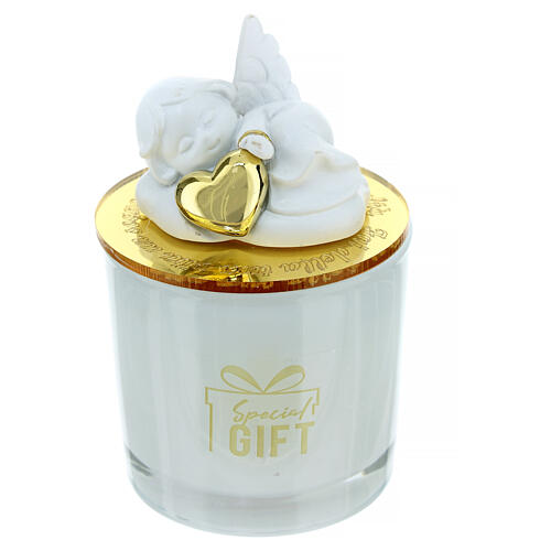 Baptism favour: candle with heart and angel, h 4 in 1