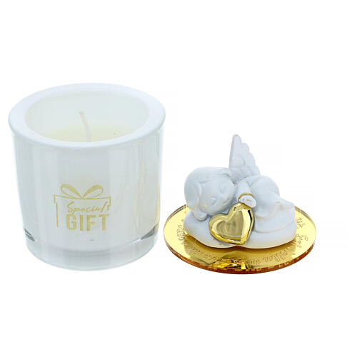 Baptism favour: candle with heart and angel, h 4 in 2