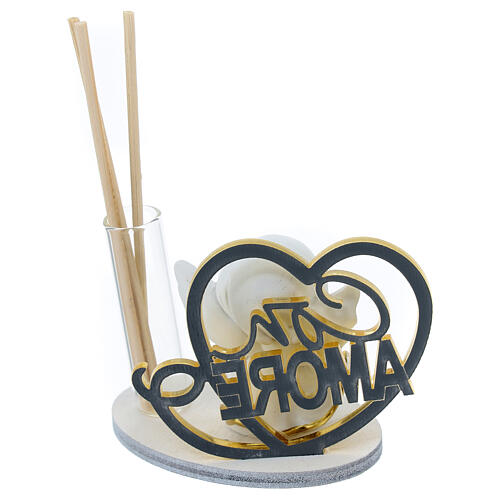 Angel-shaped air freshener with golden heart, Baptism favour, h 3 in 2