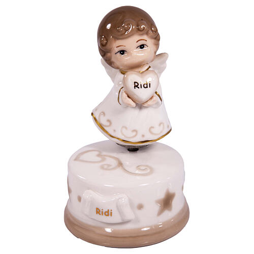 Remerciement ange boîte à musique porcelaine h 13 cm 1