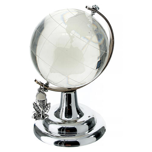Globe with Eucharistic symbols, First Communion favour, h 3 in 1
