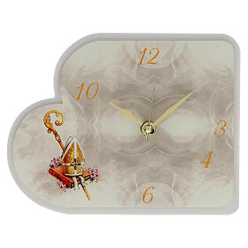 Confirmation clock, white with colour image, 7x5 in, resin
