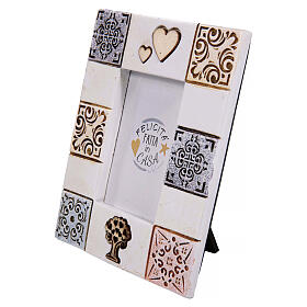 Fotorahmen aus Harz mit Lebensbaum und Herzen 12x10 cm