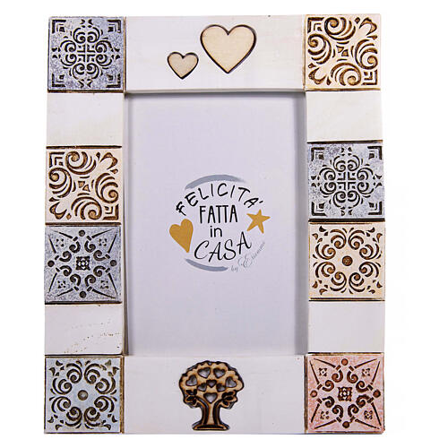 Porta-retrato árvore da vida corações 19x15 cm resina 1