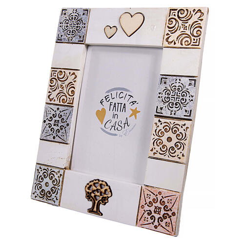 Porta-retrato árvore da vida corações 19x15 cm resina 2