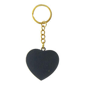 Heart-shaped keychain with couple and Tree of Life, golden edge, h 1.5 in