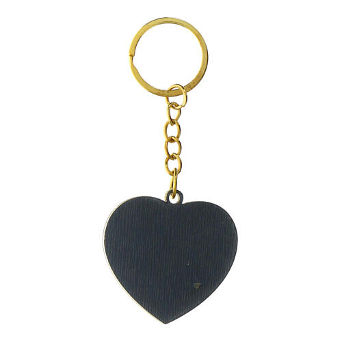 Heart-shaped keychain with couple and Tree of Life, golden edge, h 1.5 in 2