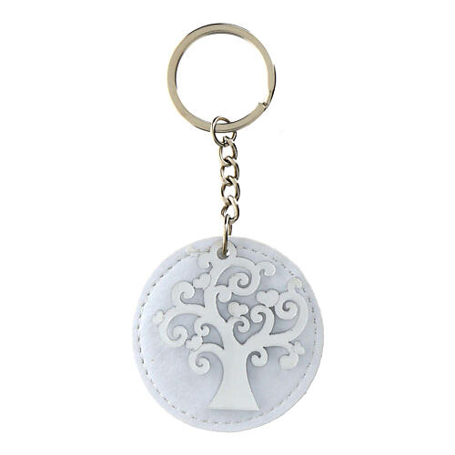 Porte-clé Arbre de Vie argent rond h 5 cm 1