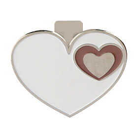 Klip serce, z magnesem, brzeg posrebrzany, h 5 cm