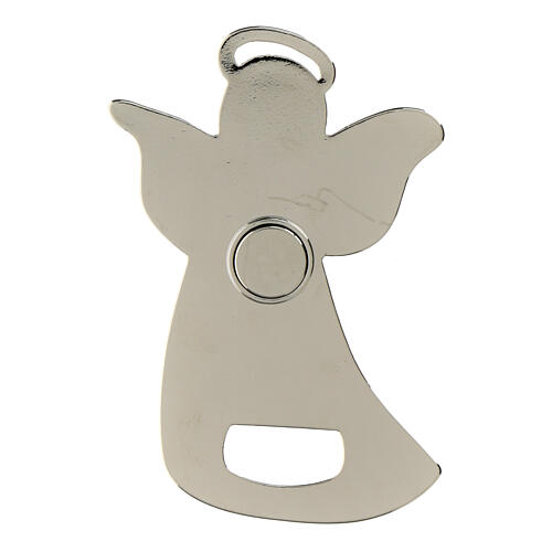 Angel-shaped magnetic cap opener, white and silver, h 4 in 2