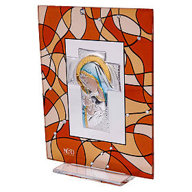 Taufgeschenk, Bild Maria mit Jesuskind 14x11 cm, bernsteinfarbig