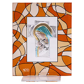 Bomboniera battesimo quadretto Maria 14x11 cm ambra