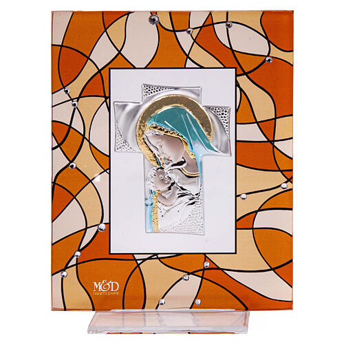 Bomboniera battesimo quadretto Maria 14x11 cm ambra 1
