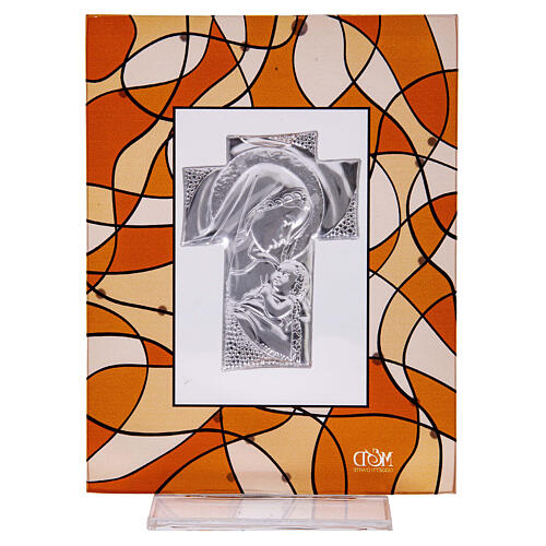 Bomboniera battesimo quadretto Maria 14x11 cm ambra 3