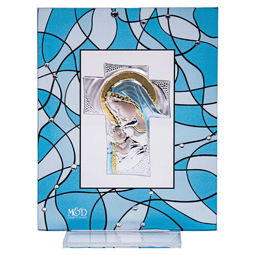 Bomboniera acquamarina battesimo quadretto 14x11 cm Maria 1