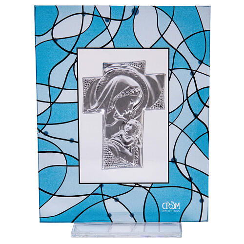 Bomboniera acquamarina battesimo quadretto 14x11 cm Maria 3