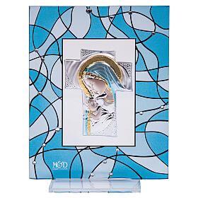 Obrazek pamiątka chrztu, Maryja, kolor woda morska, 14x11 cm