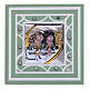 Obrazek pamiątka chrztu, anioły, zielony, 7x7 cm s1