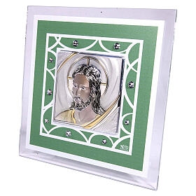 Obrazek pomysł na prezent, Chrystus, zielony, 17x17 cm