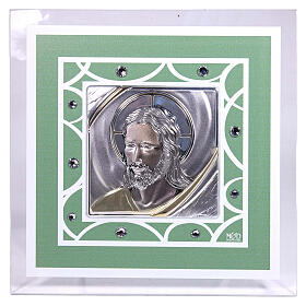 Christ photo frame in green, small 17x17 cm