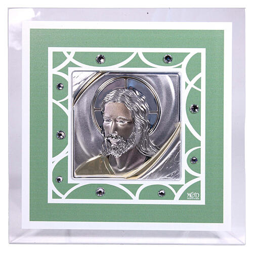 Christ photo frame in green, small 17x17 cm 1